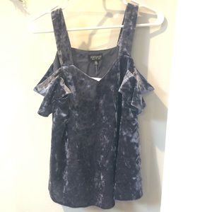 Topshop - Crushed Velvet Off the Shoulder Top